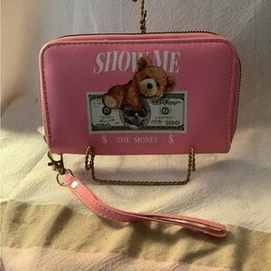Pink wristlet w/show me the money on it 6”x4”x1”